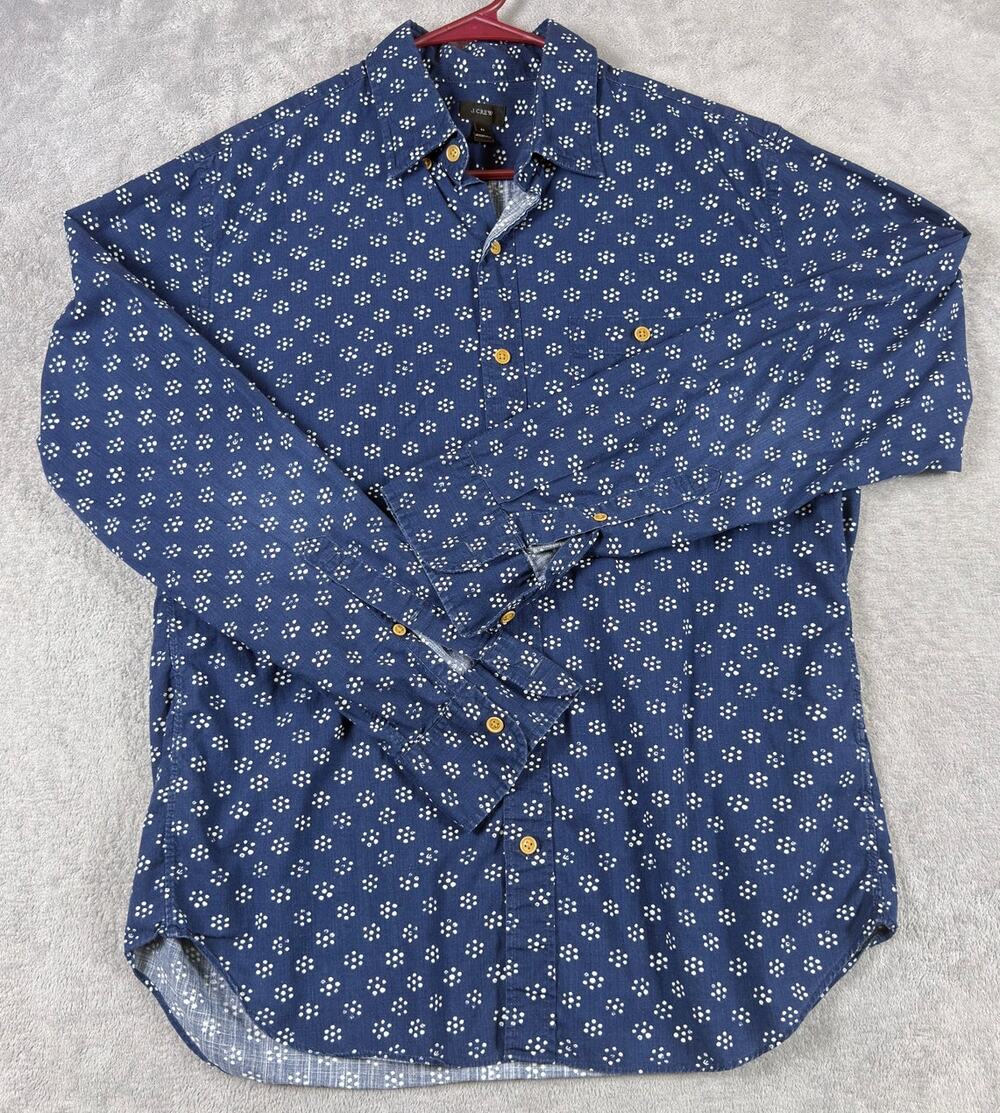 Beverly Hills Polo Club M’s L Navy Blue Floral Print Long Sleeve Button Up Shirt
